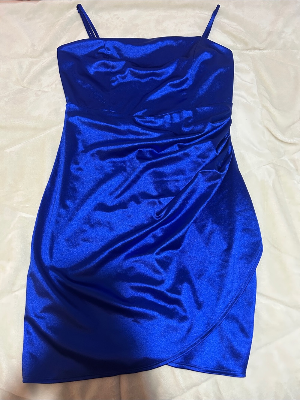 Dry Goods Classic Satin Spaghetti-Strap Dress in Royal Blue